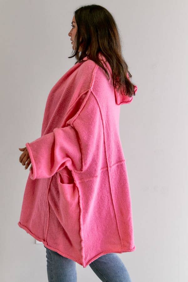 SALE PLUS POCKET DETAILED LONGLINE  OVERSIZED CARDIGAN
