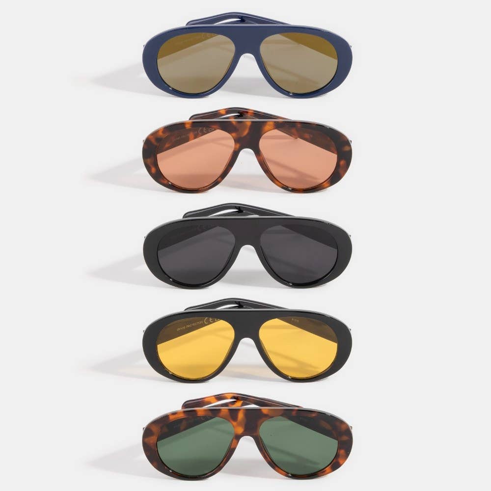 Oversized Shield Aviator Sunglasses Set