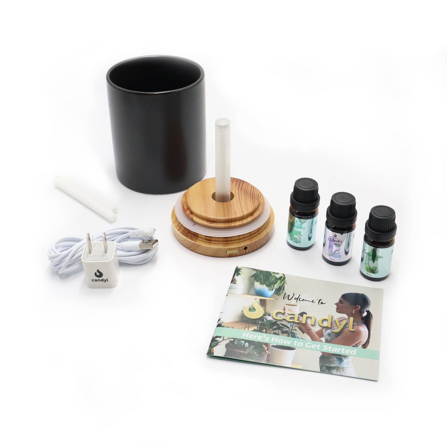Candyl Candle Diffuser Starter Set with 3 Essential Oils