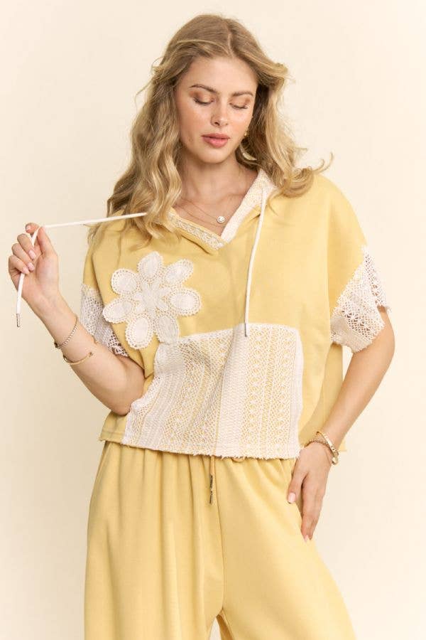 "Buttercream "Yellow LACE FRENCH TERRY SET