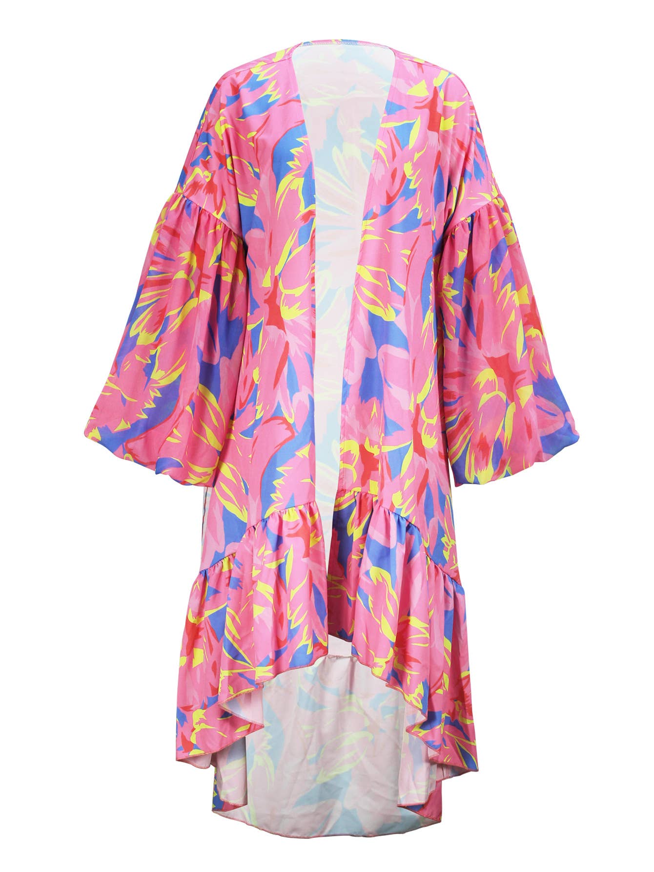 Floral print kimono tropical beach cardigan