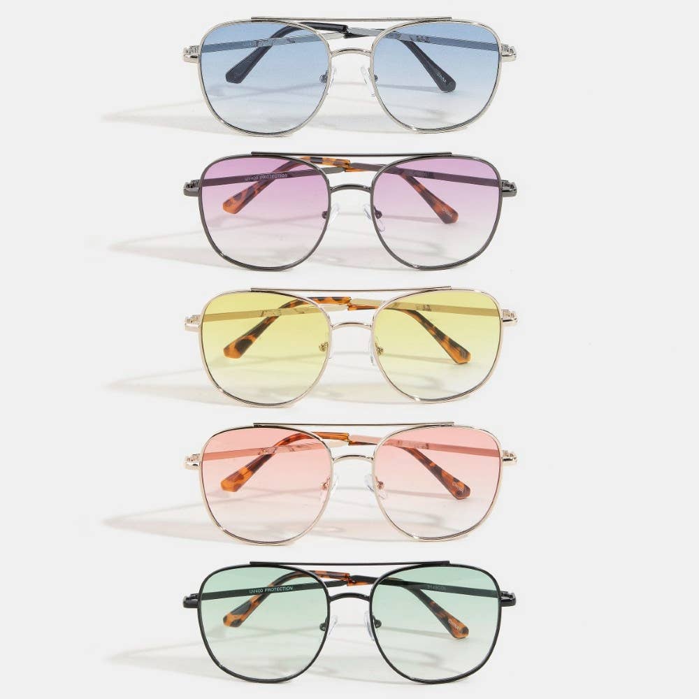 Double Bridge Metal Frame Sunglasses