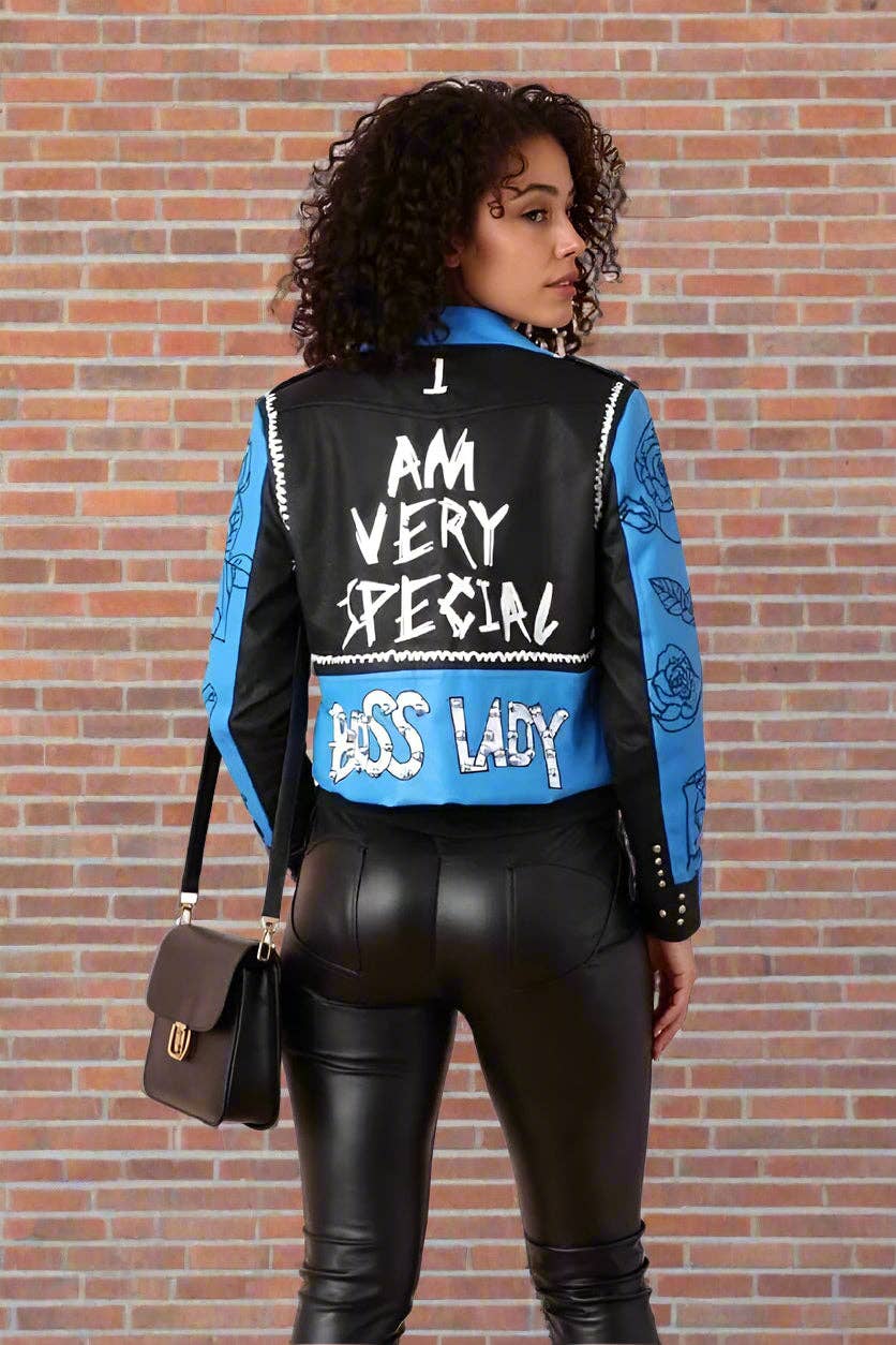 Leather Jacket with Pins and Studs - 81648