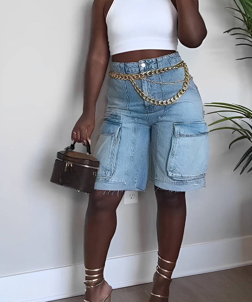 Cargo Pocket Denim Pants