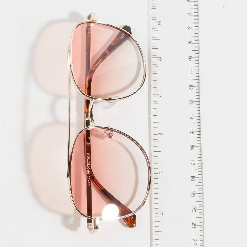 Double Bridge Metal Frame Sunglasses