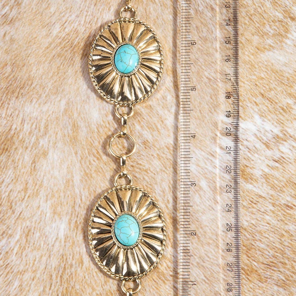 Metallic Western Concho Disc Hoop Chain Belt