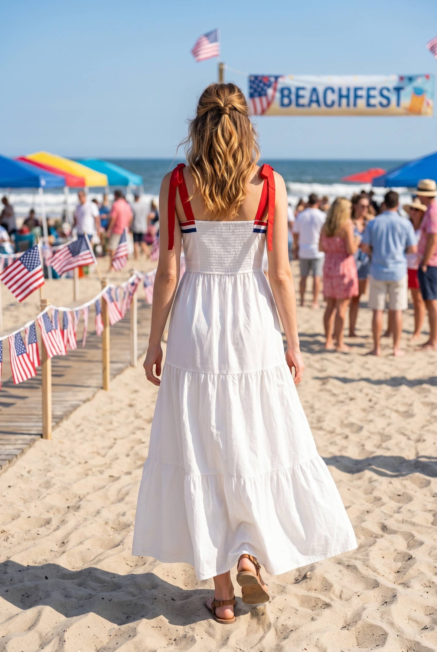 Ms 250 4th of july-inspired maxi dress with mixed stripe trim tape