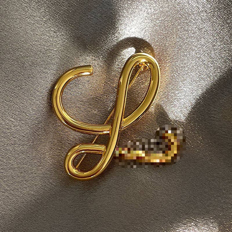 Vintage Letter Brooches Elegant Alloy Jewelry for Women