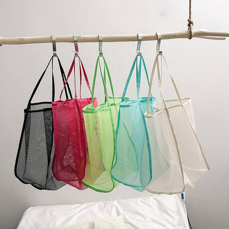 Trendy Transparent Mesh Tote Bag - Fashionable Lightweight Shoulder Bag