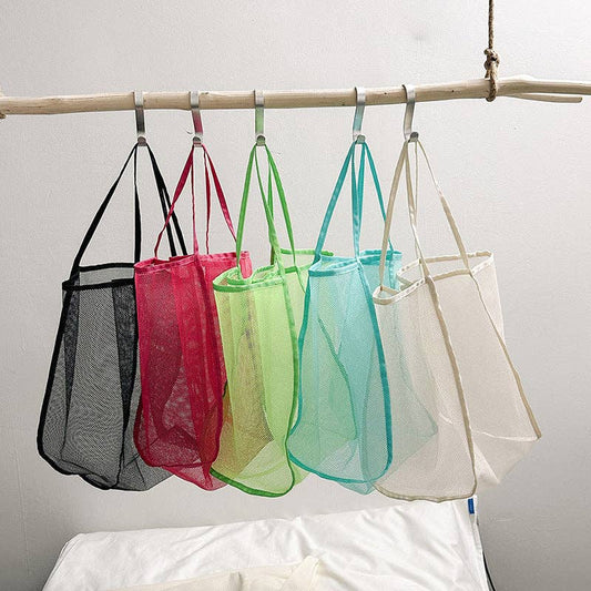 Trendy Transparent Mesh Tote Bag - Fashionable Lightweight Shoulder Bag