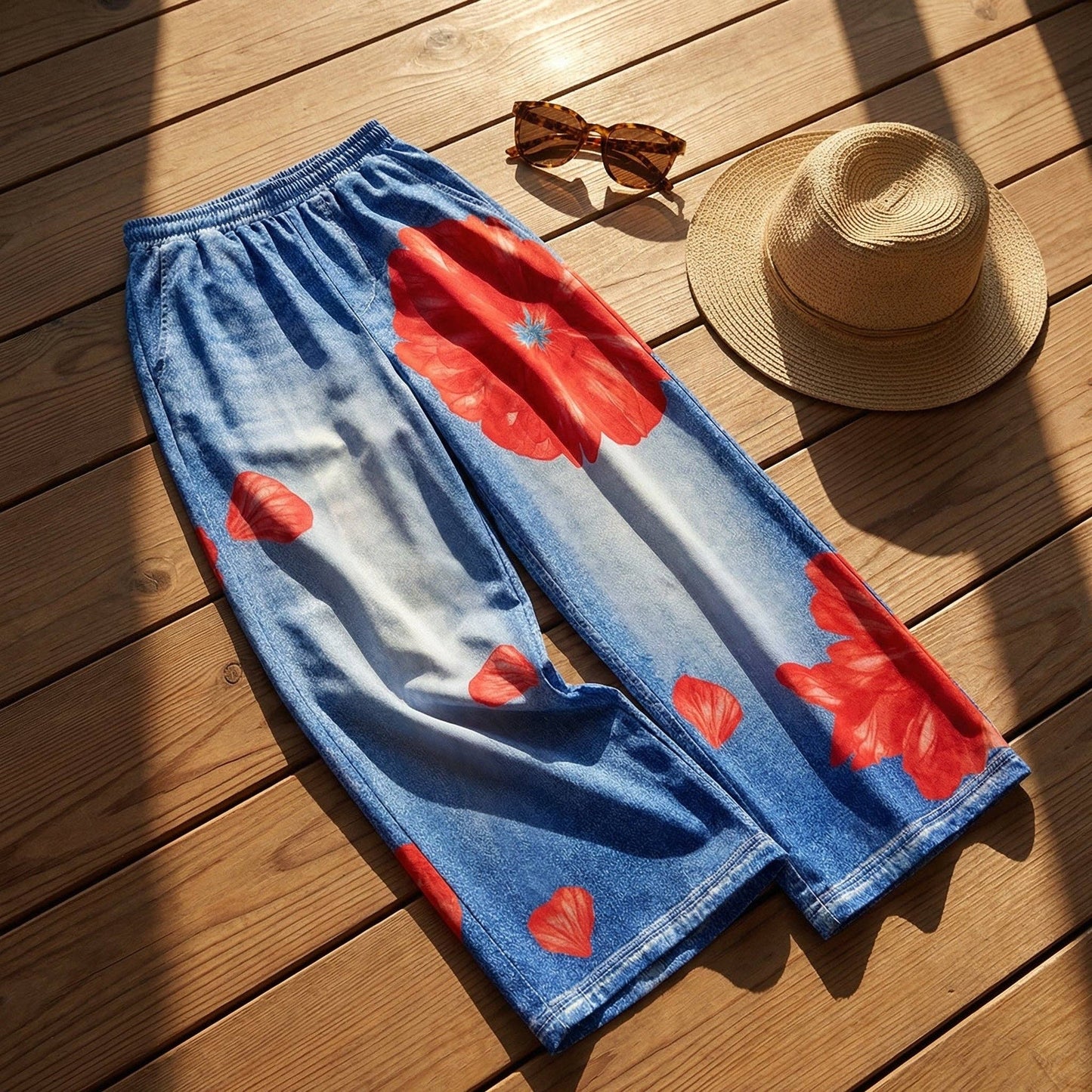 Printed Wide Leg Casual Pants