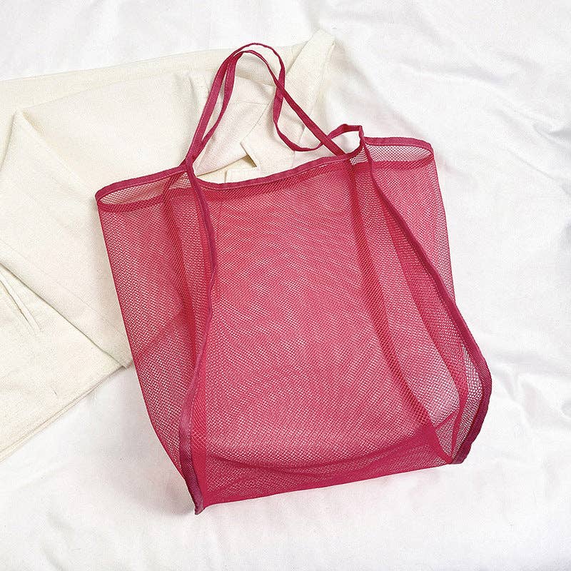 Trendy Transparent Mesh Tote Bag - Fashionable Lightweight Shoulder Bag