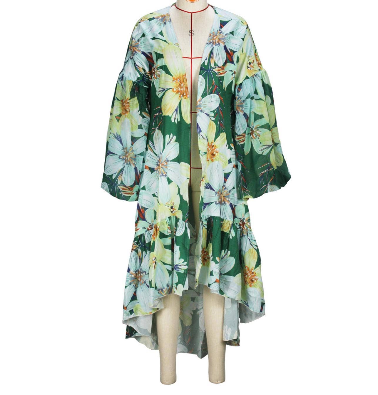 Floral print kimono tropical beach cardigan