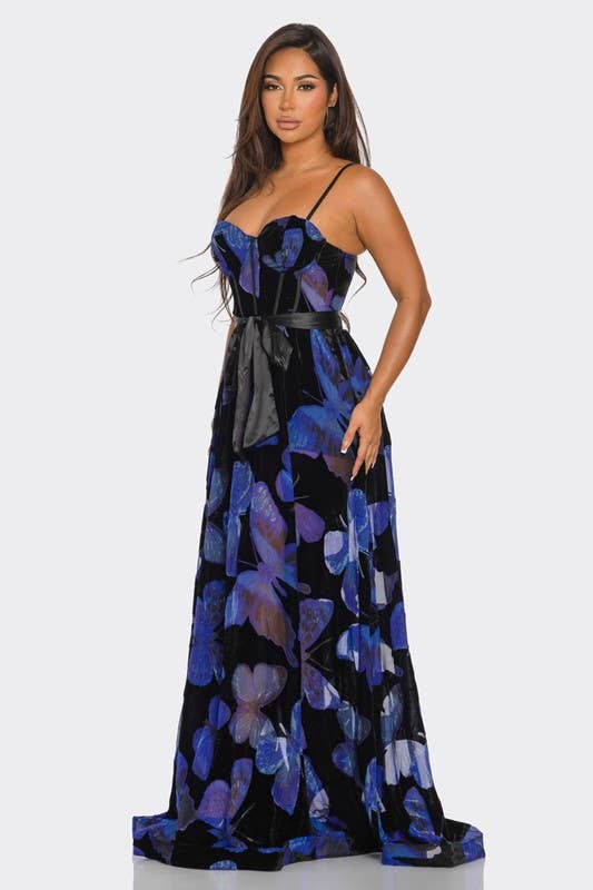 Floral Sweetheart Neckline Maxi Dress