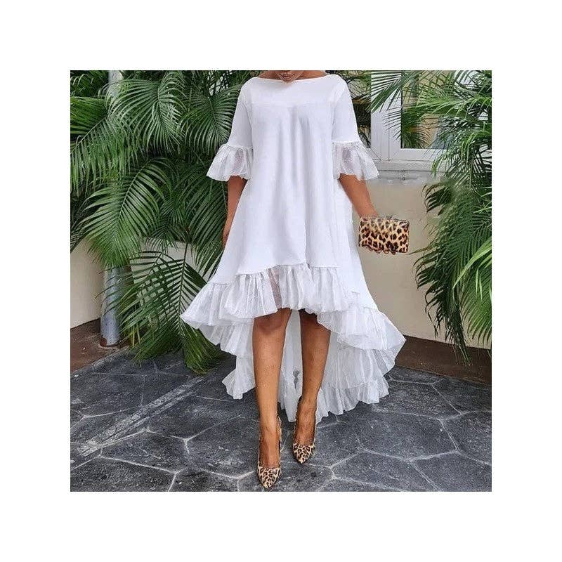 New Hem Solid Color Patchwork Dress