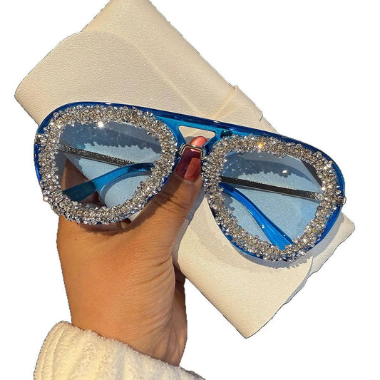 Trendy Rhinestone Pilot Sunglasses for Women