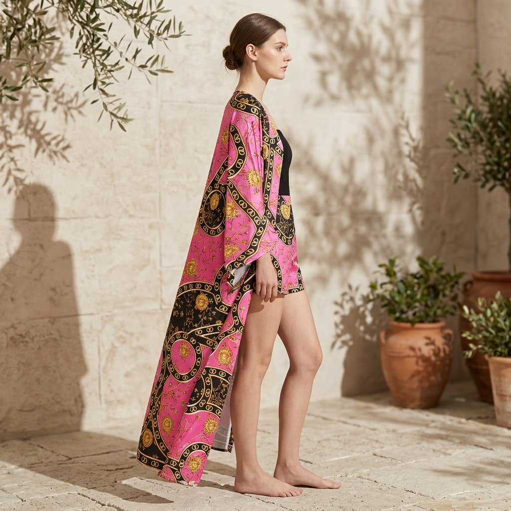 European-Inspired Cardigan Print Two-Piece Set