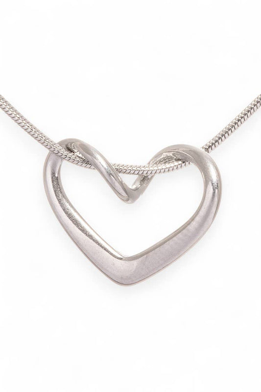 Stainless Steel Open Heart Pendant Necklace