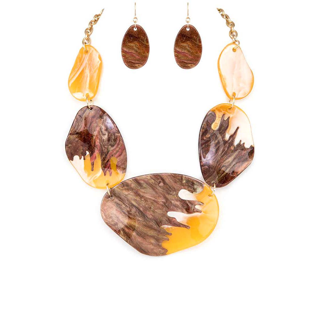 Black Glitter Resin Statement Necklace Set