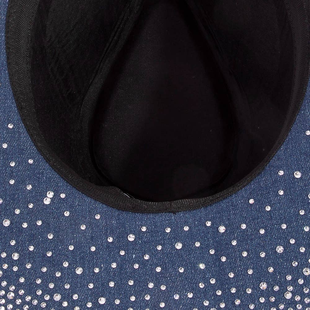 Rhinestone Studded Denim Cowboy Hat
