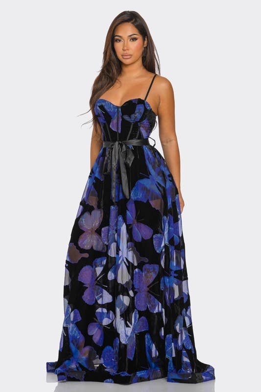 Floral Sweetheart Neckline Maxi Dress