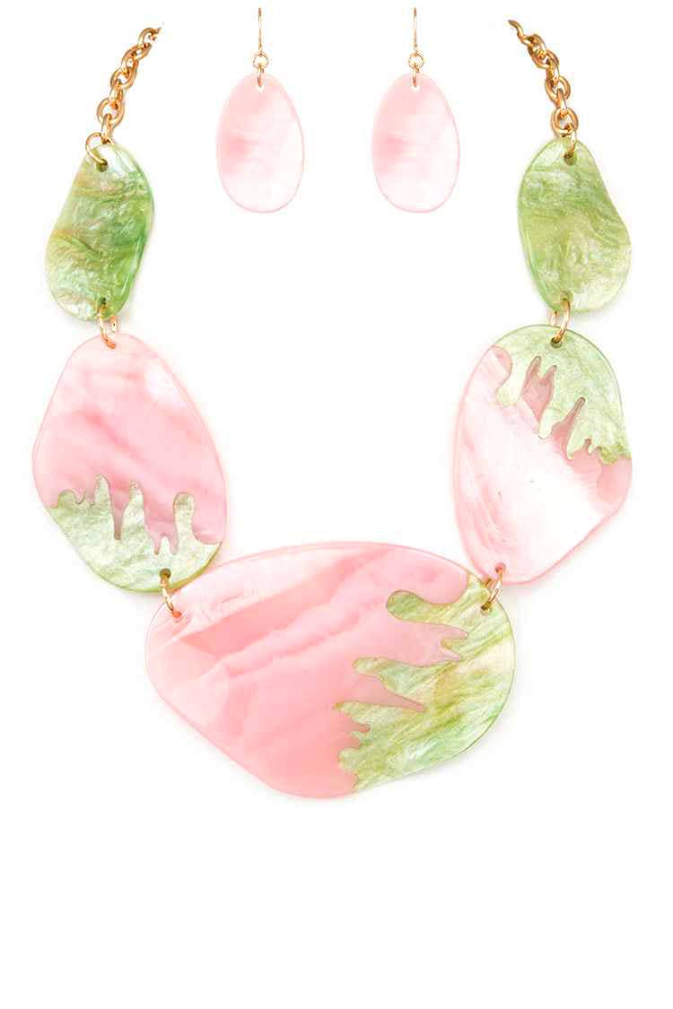 Black Glitter Resin Statement Necklace Set
