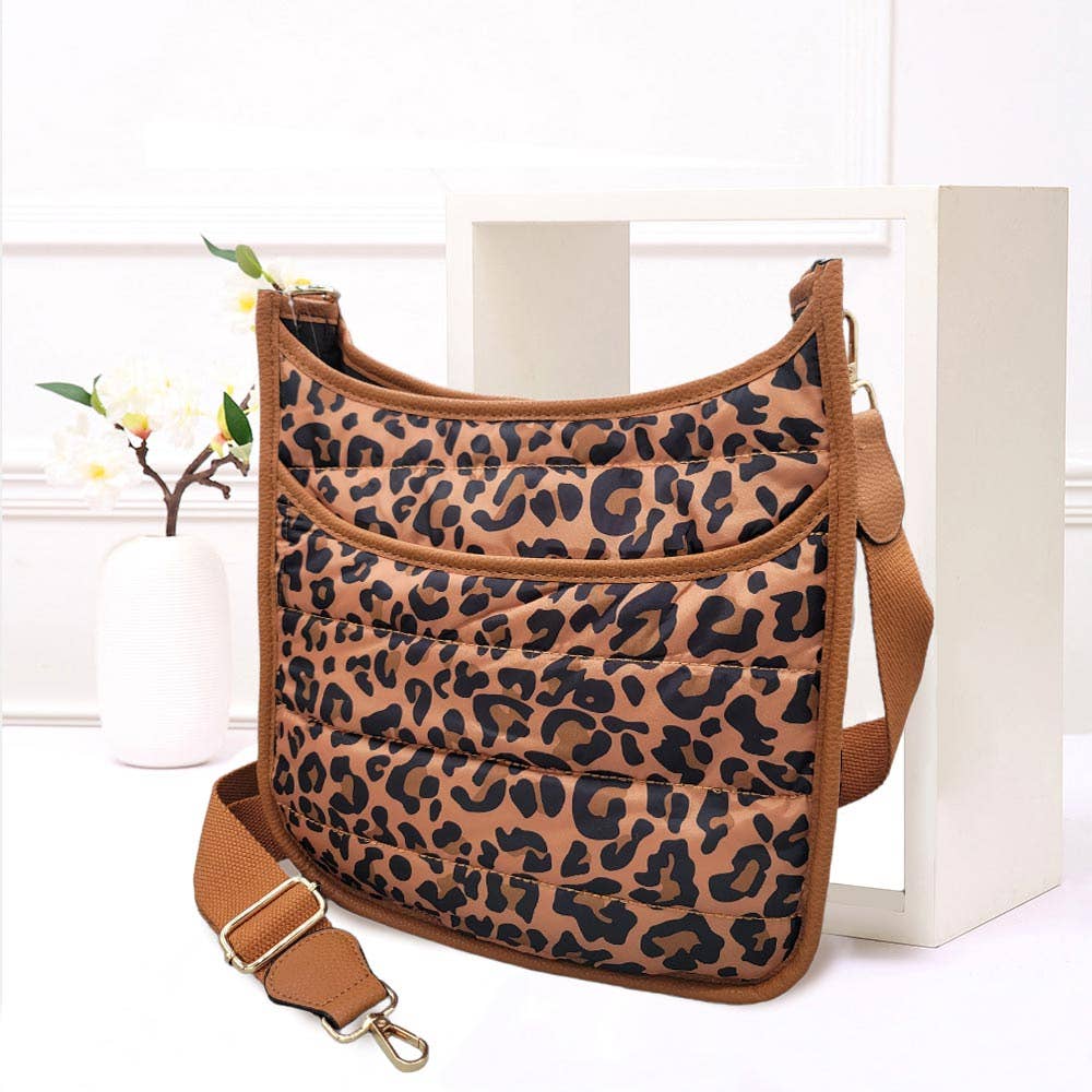 Solid Quilted Shiny Puffer Crossbody Bag