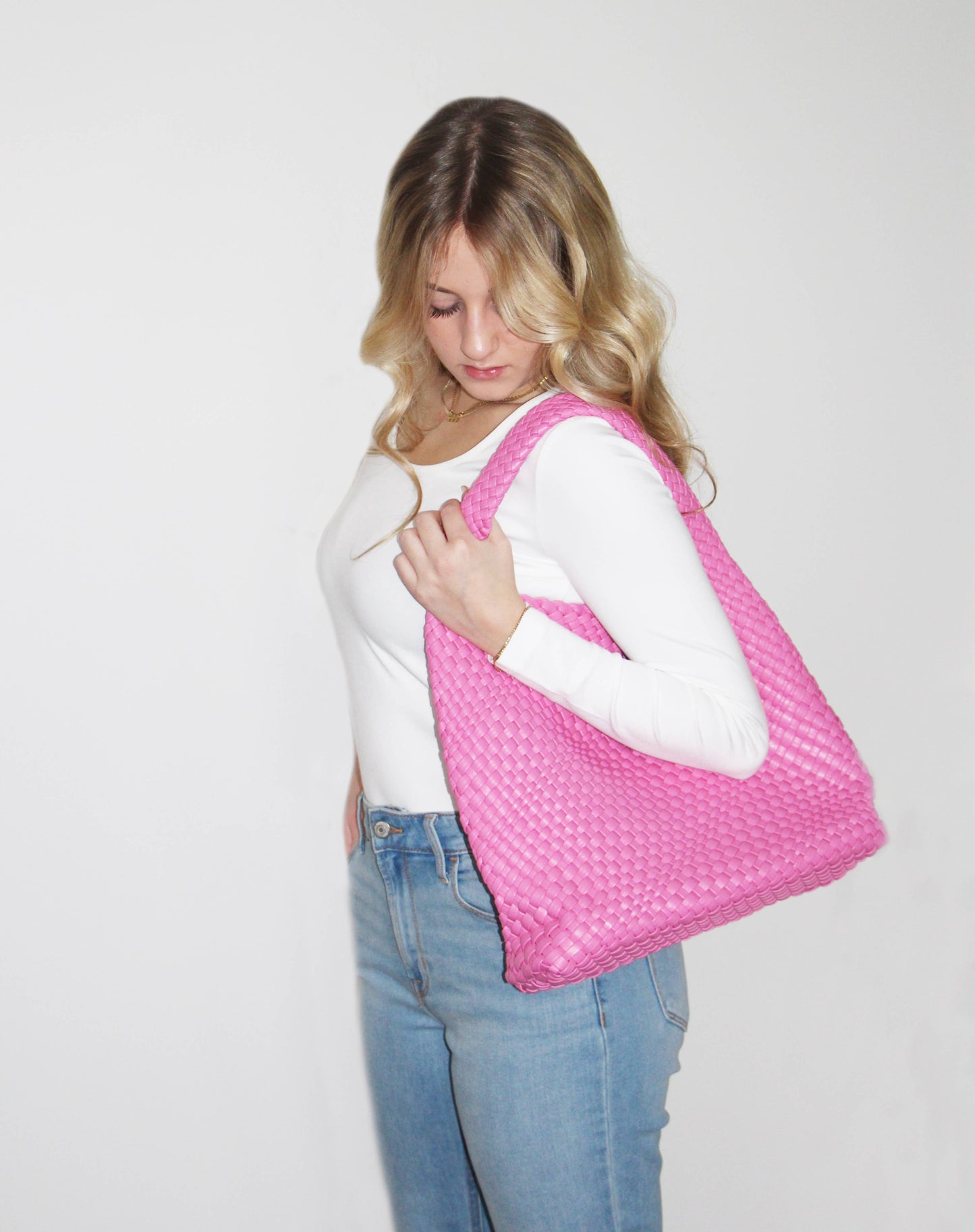 Woven Tote Bag Barbie Pink SALE