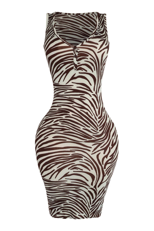 Button designed sleeveless midi dress
