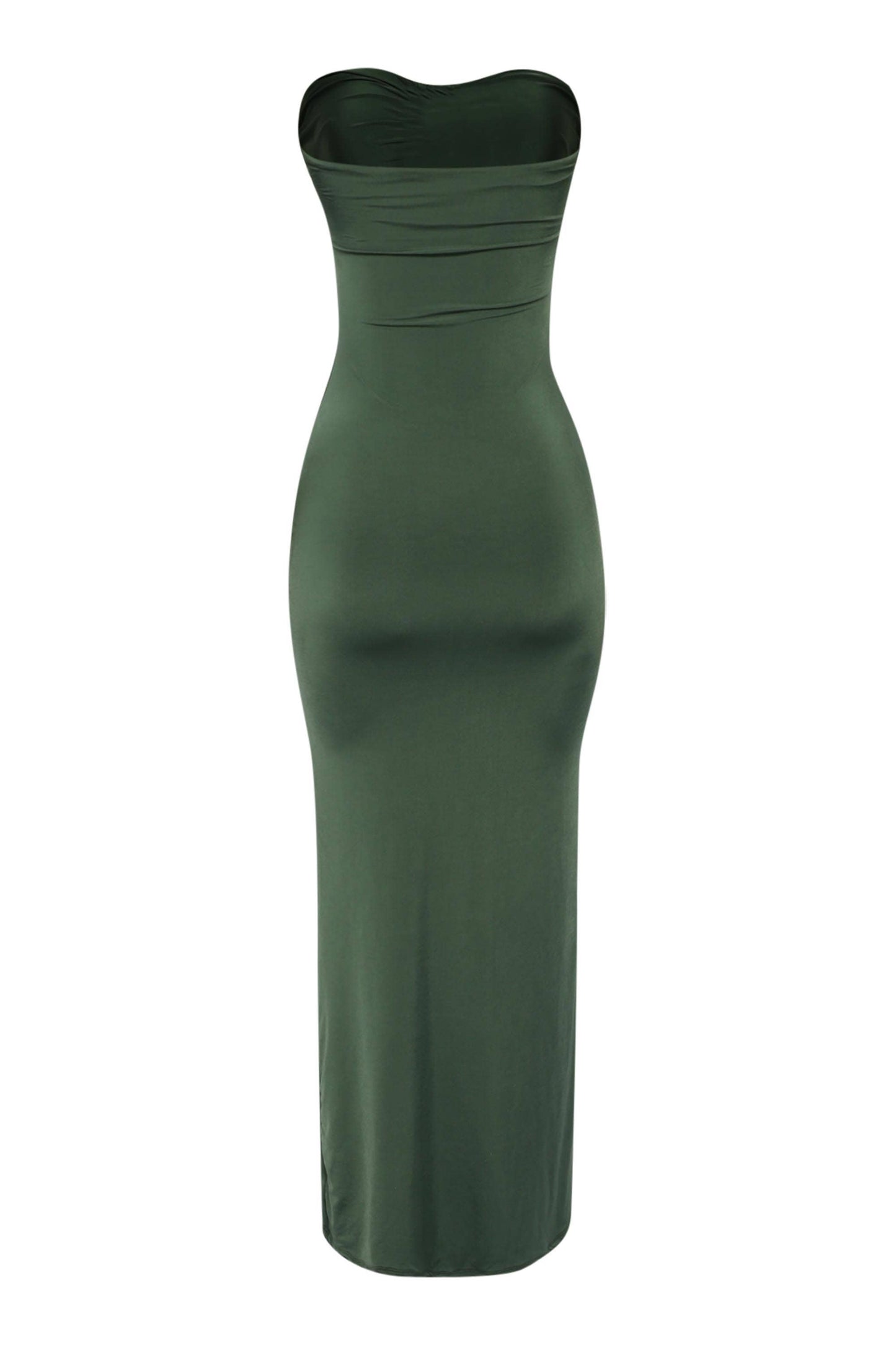Olive Drape down detailed tube maxi dress