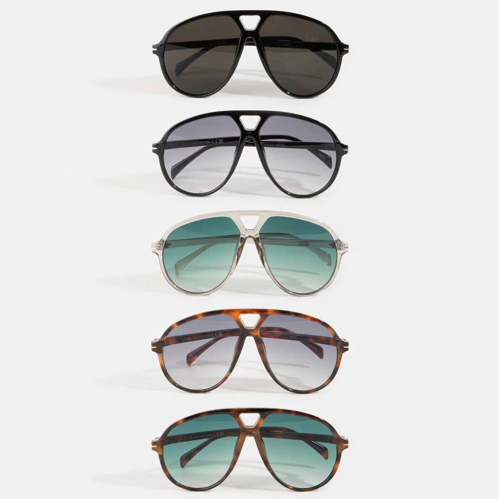 Oversized Aviator Shield Sunglasses