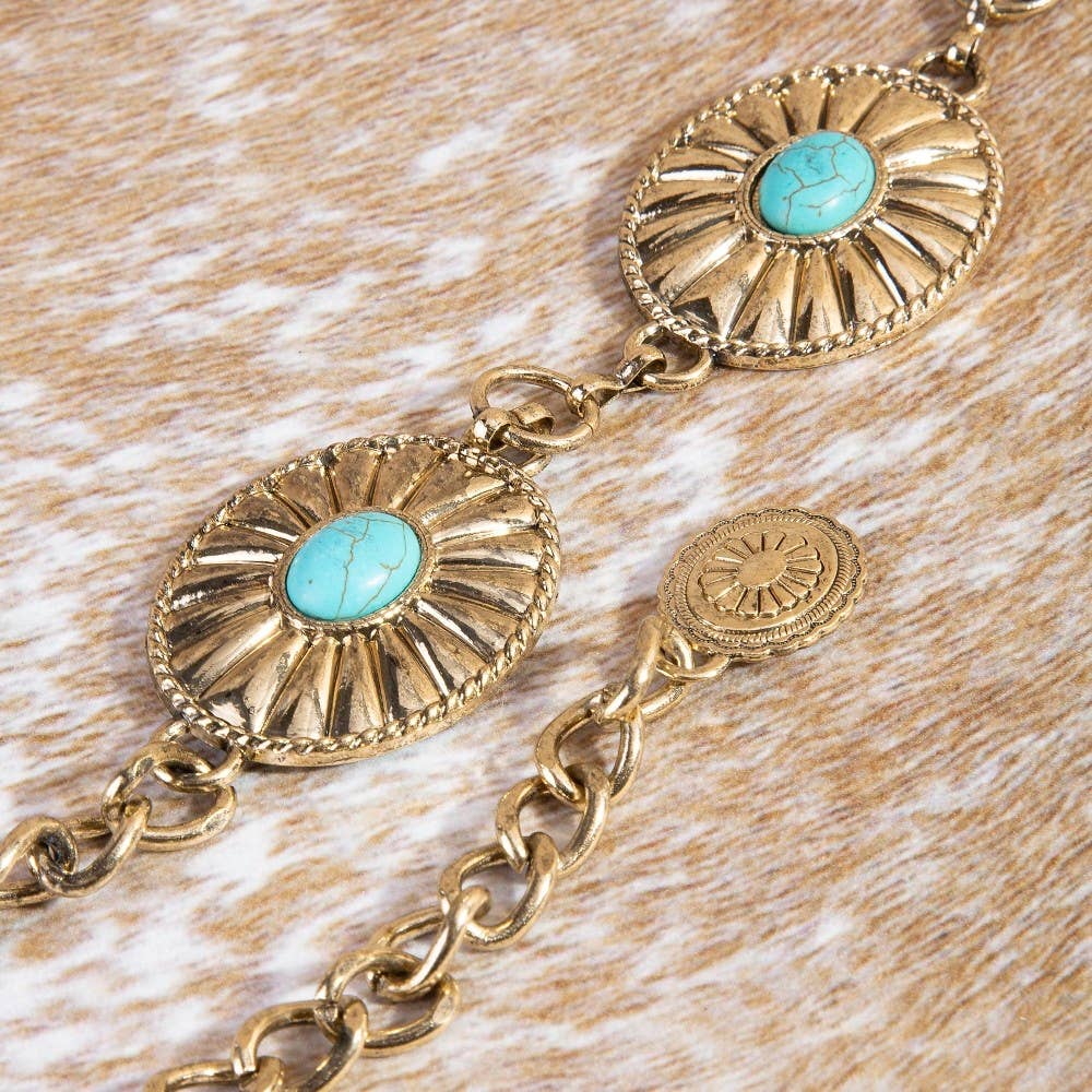 Metallic Western Concho Disc Hoop Chain Belt