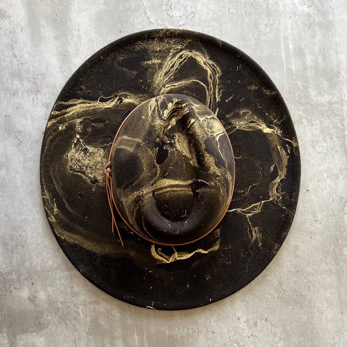 Gold Marbled Wide Brim Suede Rancher Hat