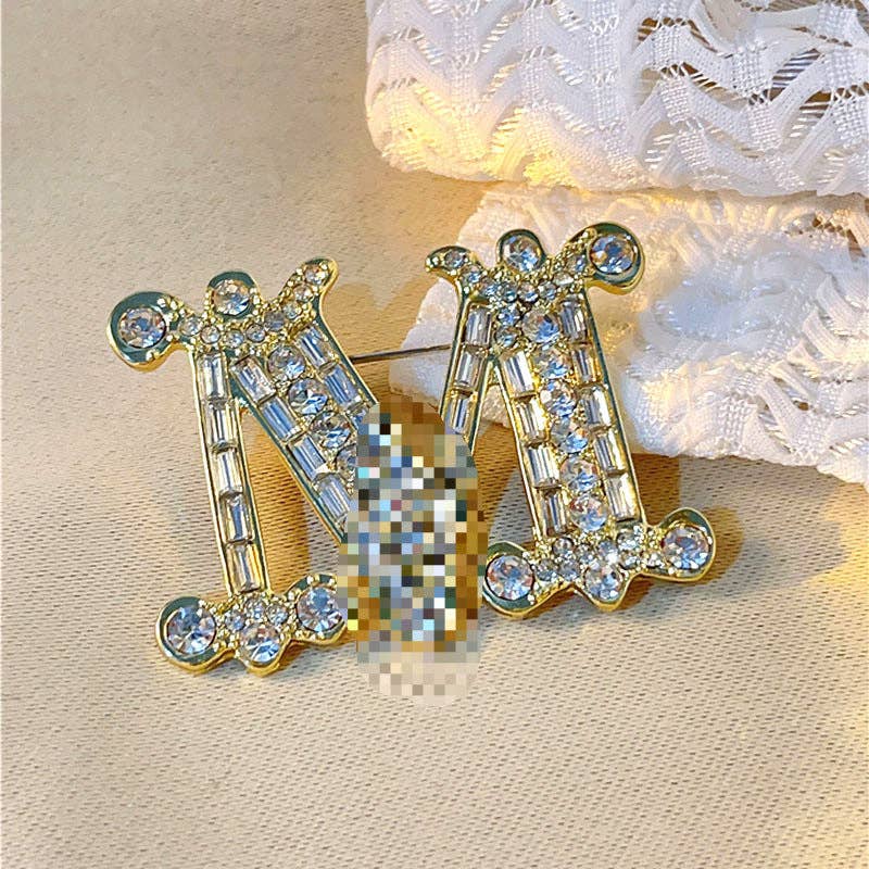Vintage Letter Brooches Elegant Alloy Jewelry for Women