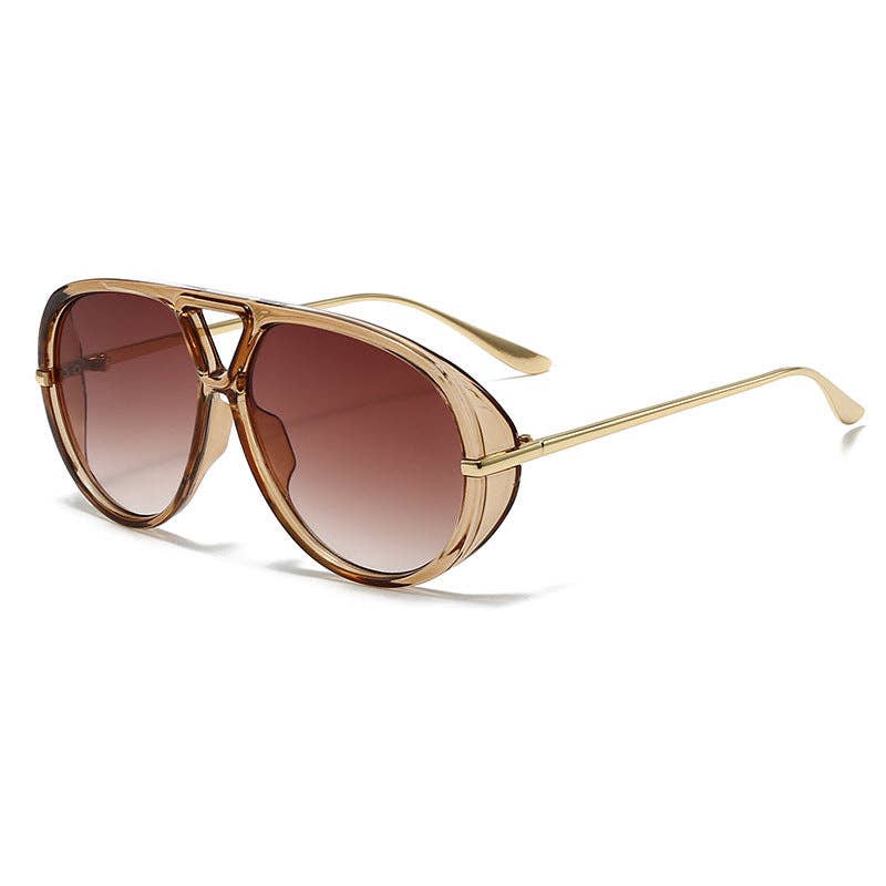 Fashionable Large Frame Pilot Sunglasses UV400 Protection