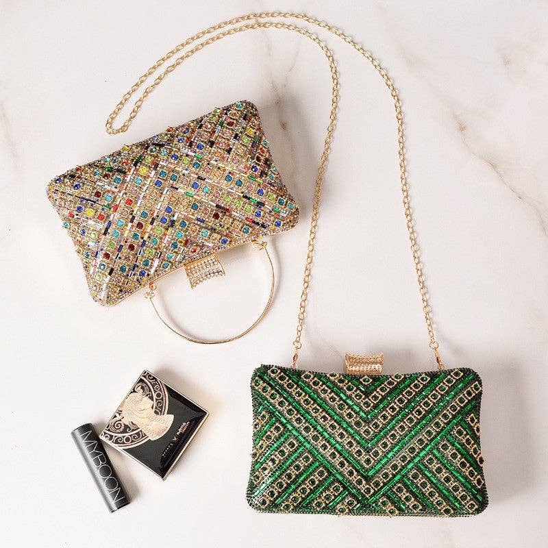 "Outside" Evening Clutch With Diamond Inlay