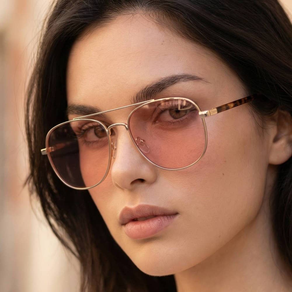 Double Bridge Metal Frame Sunglasses