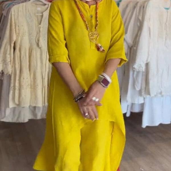 Casual Long Sleeve Cotton Linen Two-Piece Set for Women