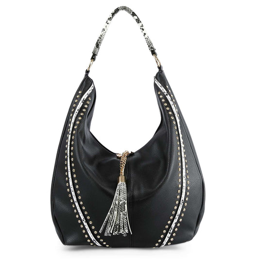 Tassel Accented Hobo Handbag